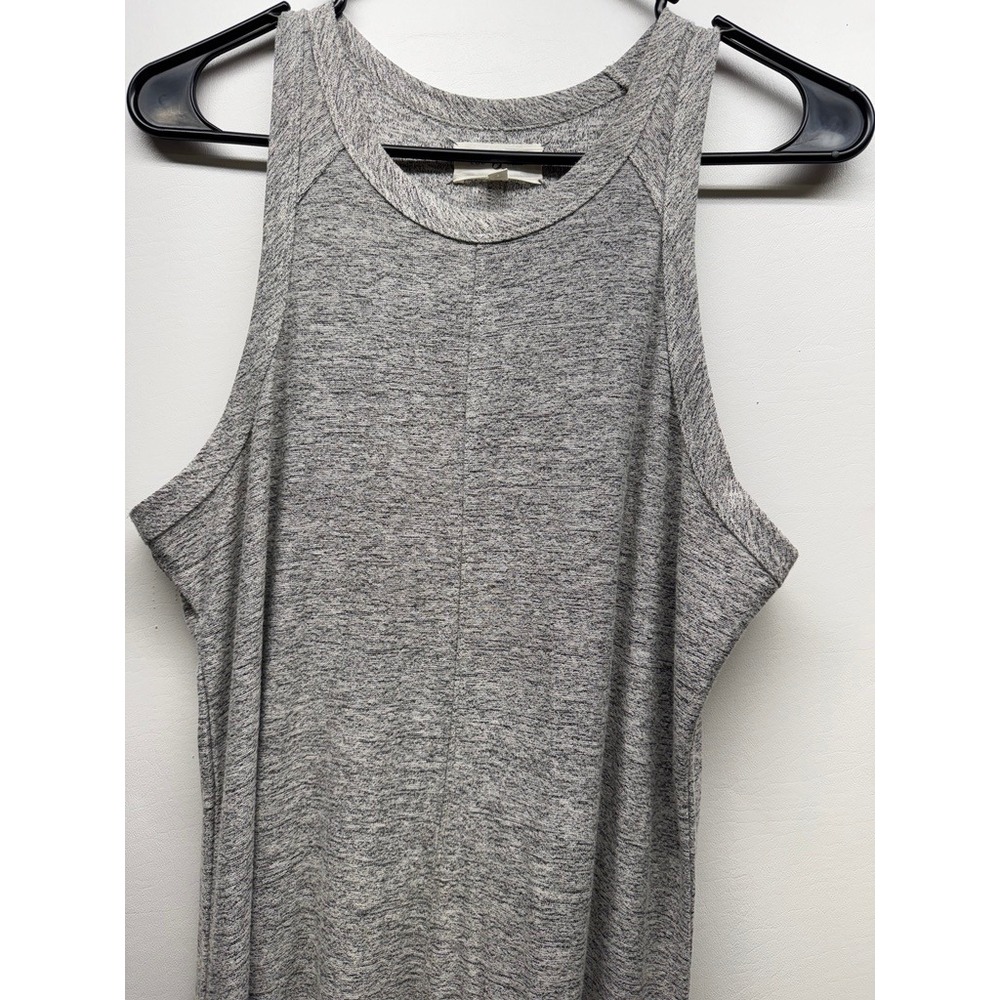 Lou & Grey Midi Dress Women M Gray Heathered Ribbed Knit Sleeveless Racerback - Picture 5 of 6